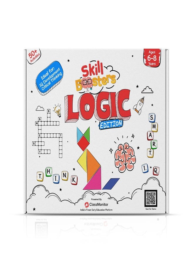 ClassMonitor 50+ Activities Skill Boosters Logic Edition for Kids Ages 6 7 8 | Puzzles & Brain Games | STEM Worksheets, Riddles, Crosswords, Word Games & Tangrams | IQ Development Educational Gift Set - Image 1